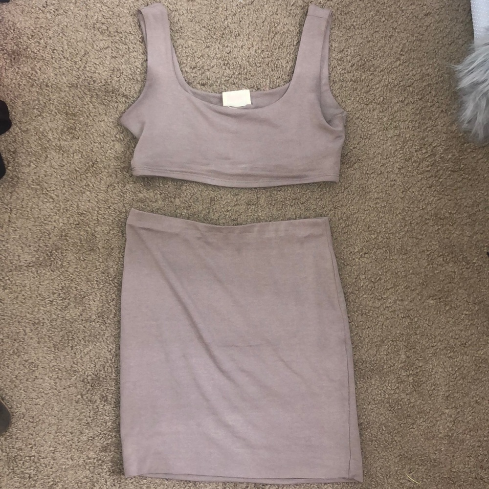 Taupe Skirt Set